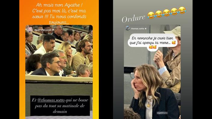 Echanges humoristiques entre Agathe Lecaron et Thomas Sotto lors de Roland-Garros