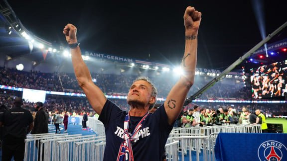 Luis Enrique lors de la célébration du sacre en Ligue des Champions