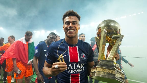 Désiré Doué lors d'un match avec le PSG