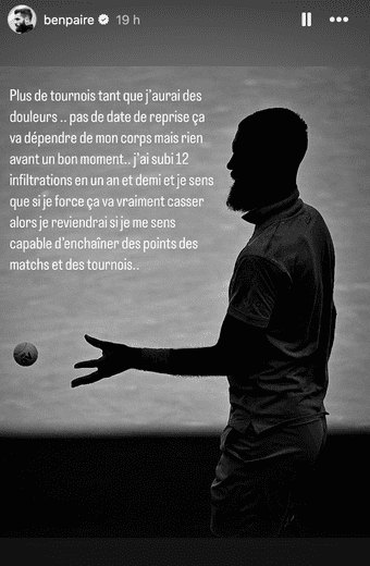 Benoît Paire annonce la mise en pause de sa carrière sur Instagram