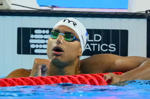 Yohann Ndoye-Brouard lors de sa performance aux Mondiaux de Singapour