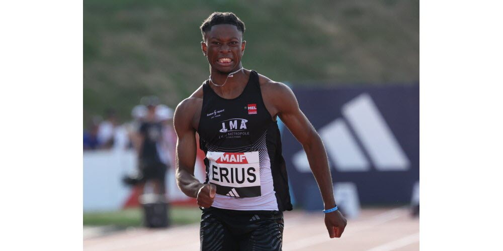 Jeff Erius lors de la finale du 100 m à Talence