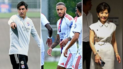 Paulo Fonseca, le capitaine Corentin Tolisso et la présidente Michele Kang