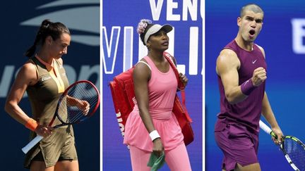 Caroline Garcia, Venus Williams et Carlos Alcaraz à l'US Open, le 25 août 2025.