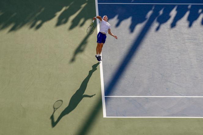 Ugo Blanchet au service lors de l’US Open