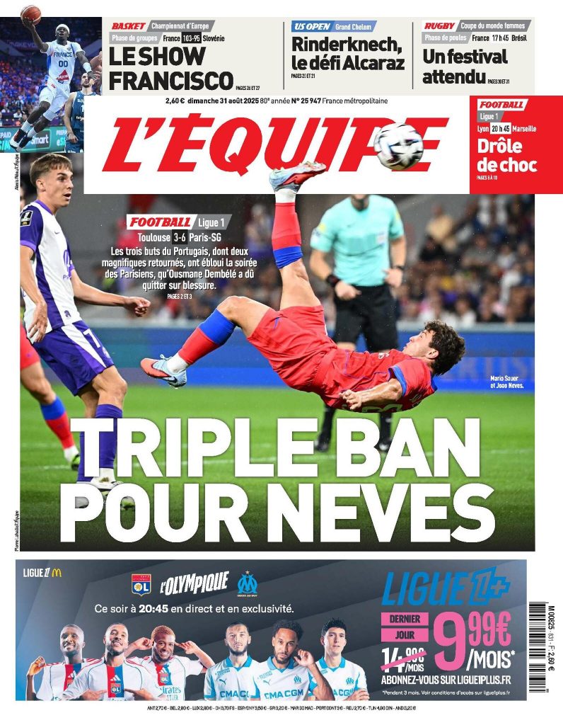 L'Équipe - Une du 31 août 2025