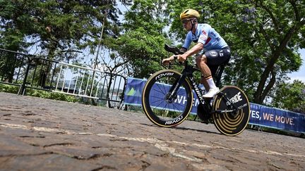Remco Evenepoel à l entrainement dans la côte de Kimihurura à Kigali (Rwanda), le 20 septembre 2025