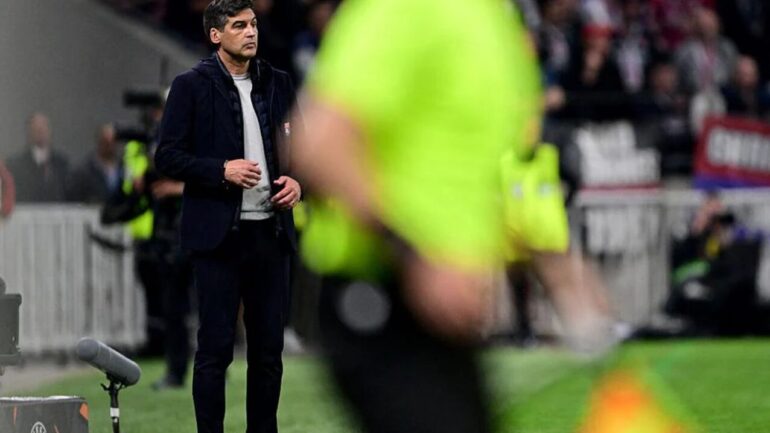 Paulo Fonseca, entraîneur de l’OL contre Manchester United