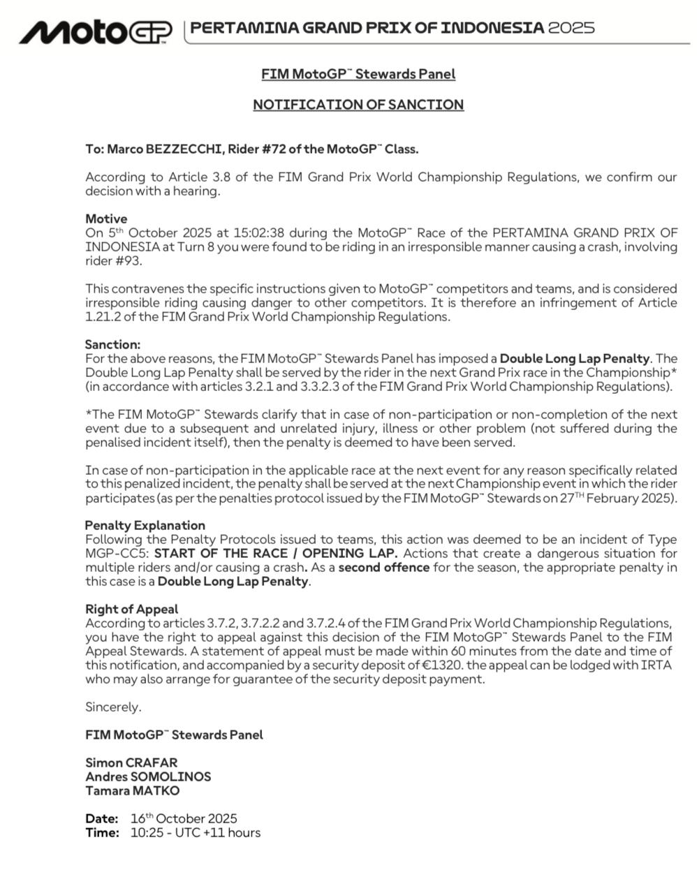 Bezzecchi sur le circuit