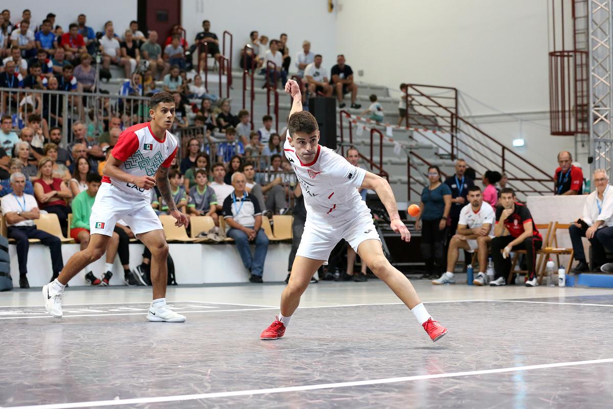 À Bidart, le 26 octobre 2022, lors des Mondiaux de pelote : demi-finale entre l’Espagne et le Mexique.