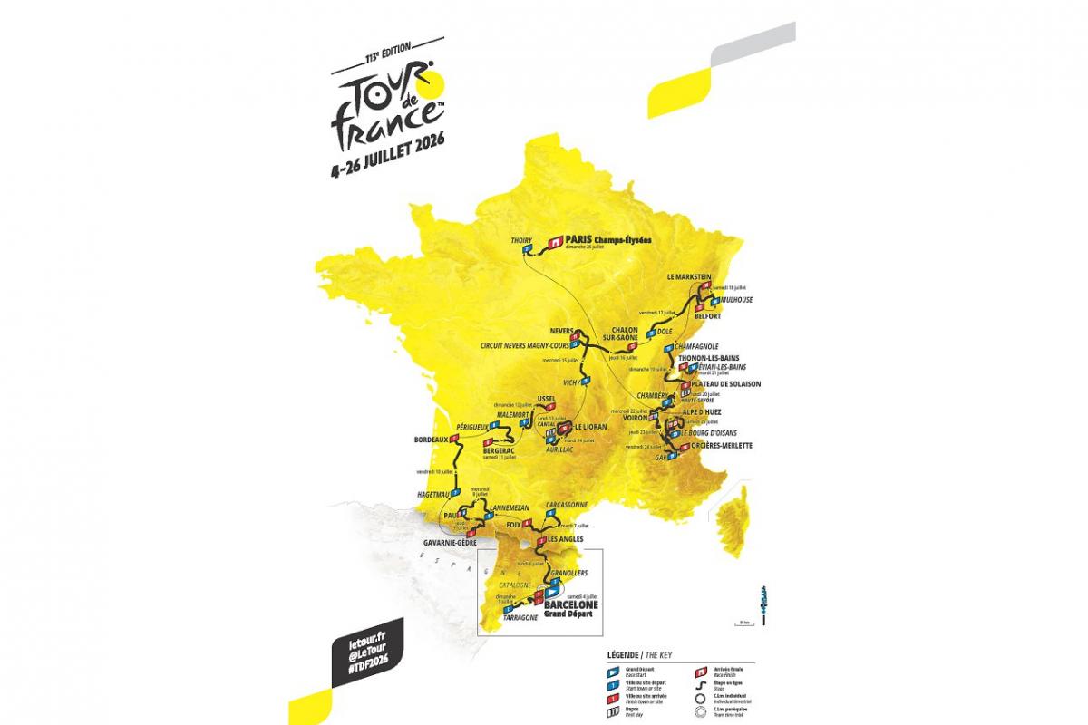 Parcours Tour de France 2026: Barcelone à Paris, étapes et montagnes