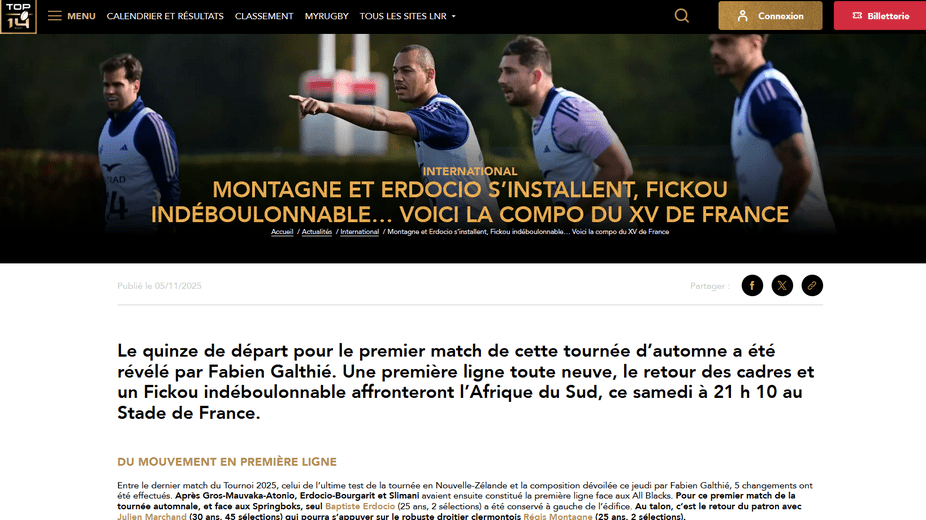 Capture d'écran de l'article retiré