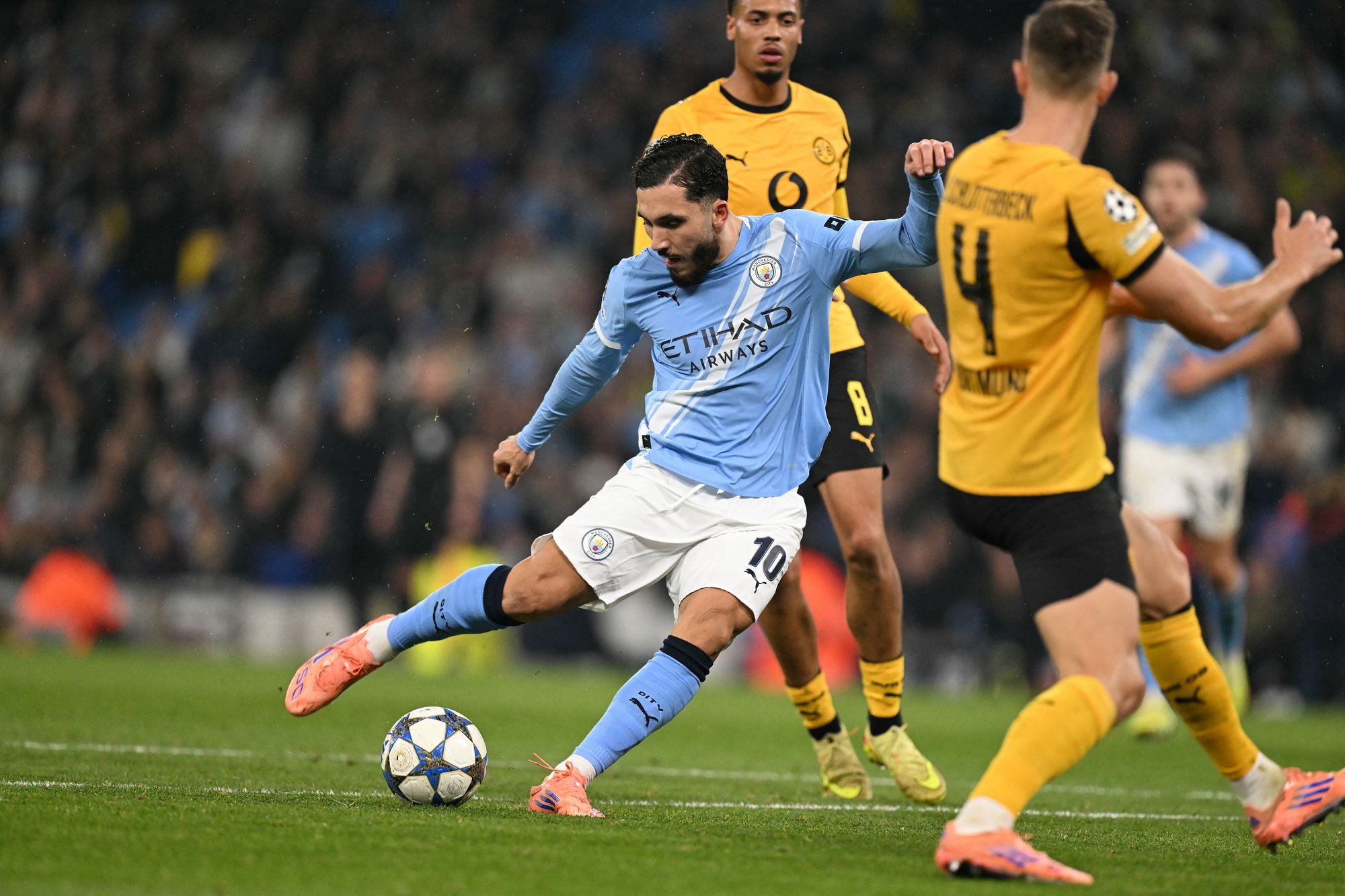 Rayan Cherki netted his first Champions League goal for City