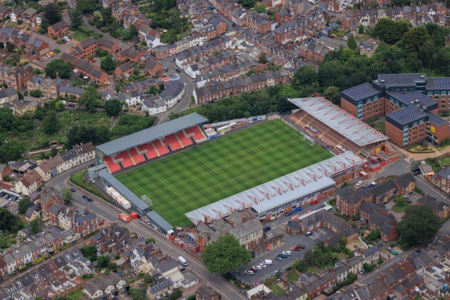 Vue aérienne du stade St James Park à Exeter