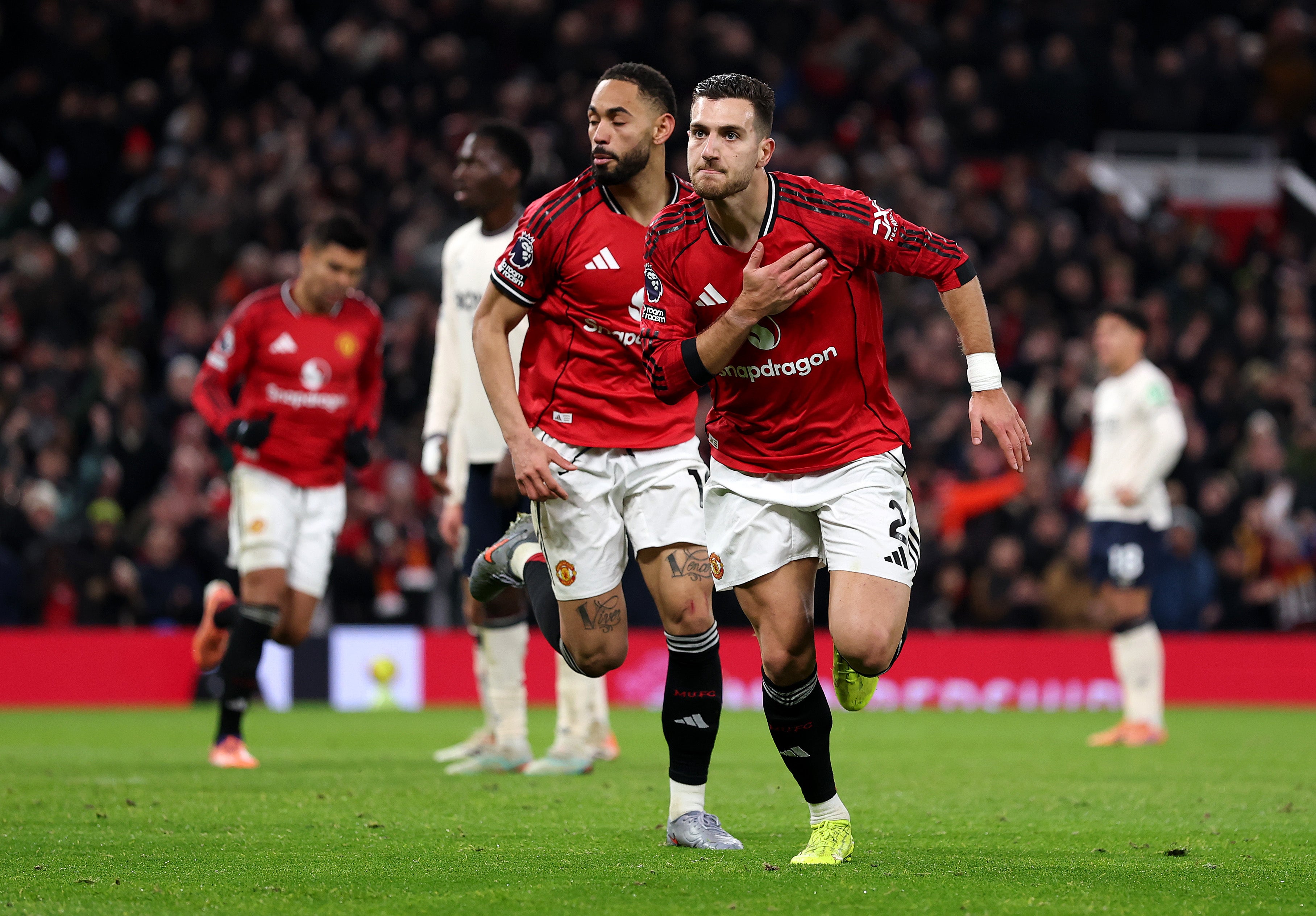 Diogo Dalot ouvrant le score pour Manchester United
