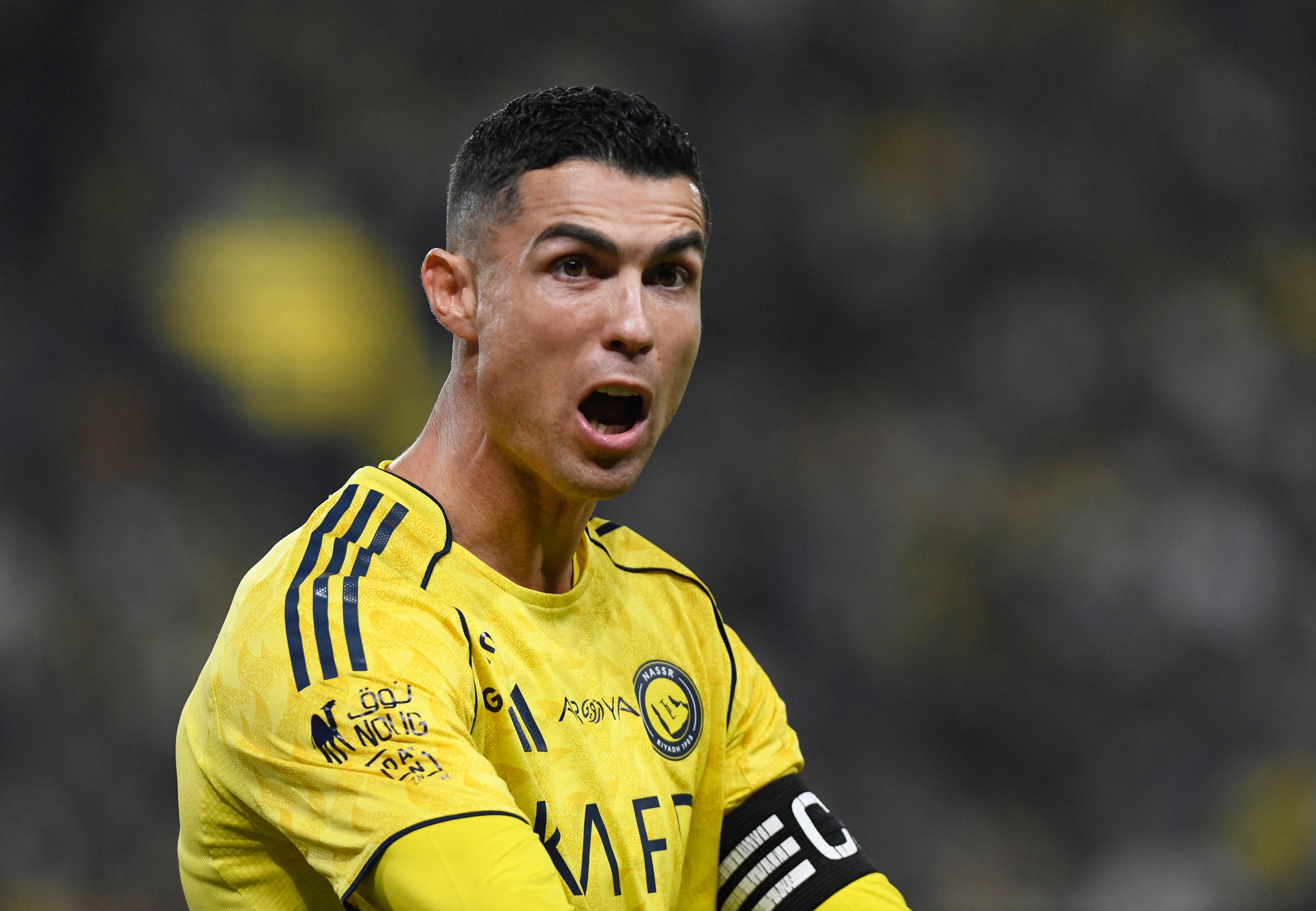 Cristiano Ronaldo lors du match Al‑Nassr contre Al‑Okhdoud